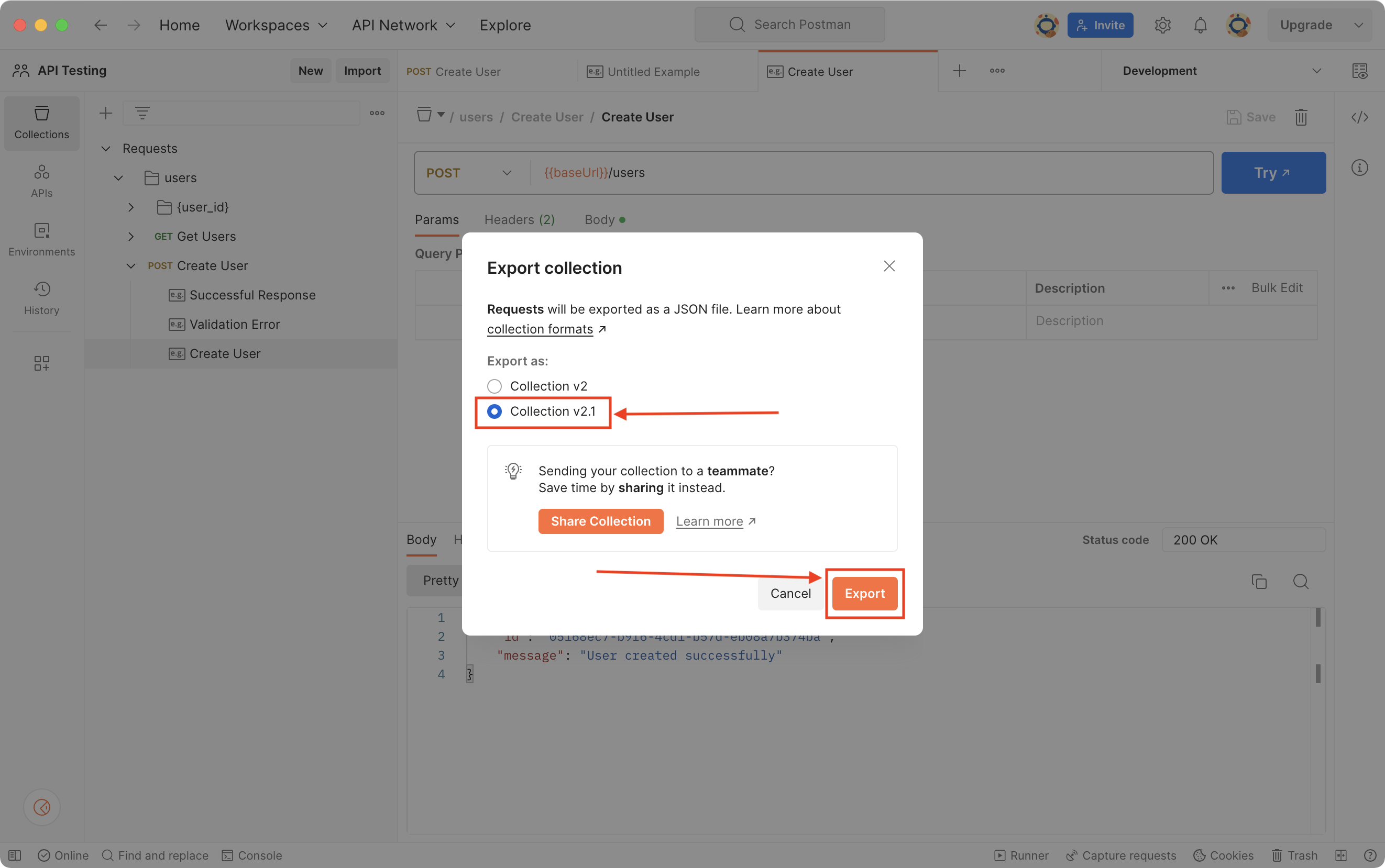 Export Postman Button